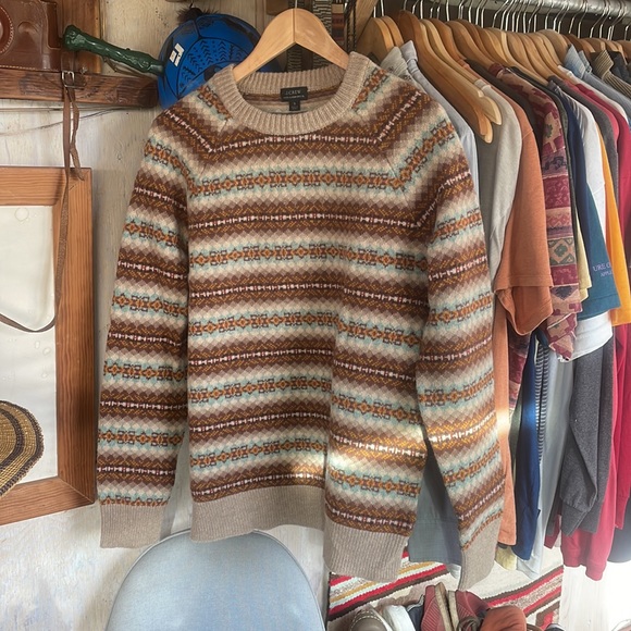 J. Crew Fair Isle 100% Wool Men’s Sweater Small - Picture 2 of 4